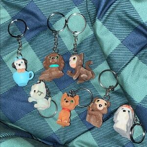 Adorable Animal Keychain Set - Brown, Blue, White 7 keychains for $3